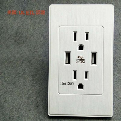 台規,白色,USB插座面板,電源插座面板,15A,UL認證插座