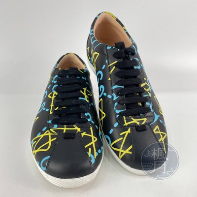 BRAND楓月 GUCCI 古馳 黑色 藍星星 圖案 塗鴉 球鞋 #6 平底鞋 休閒鞋  百搭 街頭