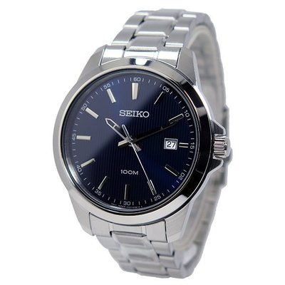 SEIKO WATCH 精工日系簡約設計寶藍面不鏽鋼材質標準紳士石英腕錶 型號：SUR153P1【神梭鐘錶】