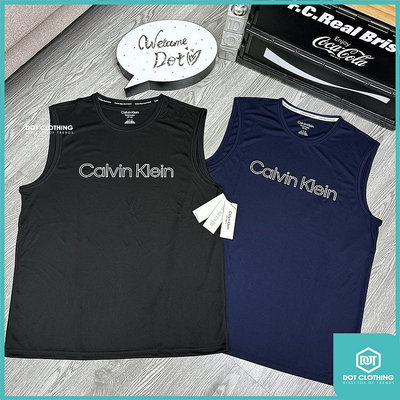 DOT 聚點 Calvin Klein CK 簍空 LOGO 防曬 抗UV 無袖 寬肩 背心 快乾 透氣 排汗 黑 深藍