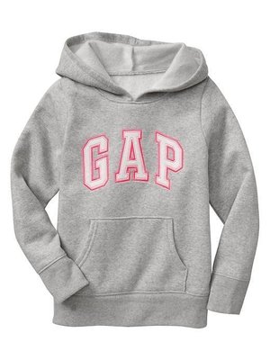 【Gap】大女童連帽T恤 gap Logo棉質刷毛長袖連帽T恤 帽T 灰色