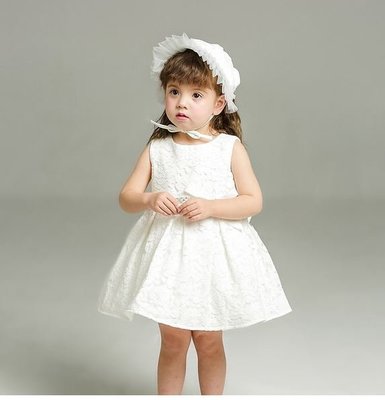《童伶寶貝》MG037-彌月白色禮服女寶寶嬰兒滿月 粉色禮服 花童 周歲拍照寫真 造型服