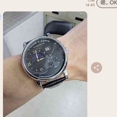 Kenny 朗格 alange德國精密 大日曆 星期功能日本西鐵城機械機芯 月相，黑面 皮帶款腕錶