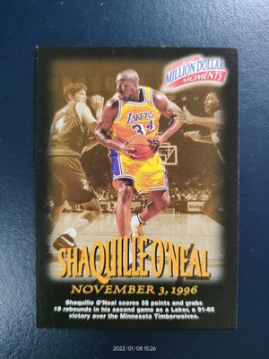 1997-98 FLEER MILLION DOLLAR MOMENTS CONTEST SHAQUILLE O'NEAL #19 OF 50