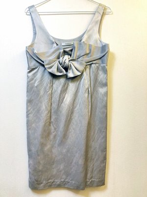 La Feta 銀灰 緞面 蝴蝶結 洋裝