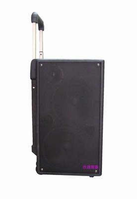 【欣晟電器】充電型攜帶式無線擴音機PA-100USB (雙頻無線MIC)雙8吋低音喇叭，迴音功能／DVD／USB播放