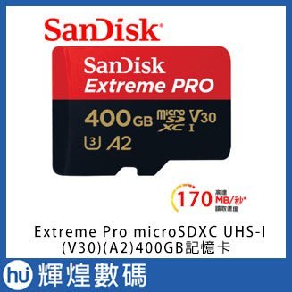 SanDisk ExtremePRO microSDXC UHS-I(V30)(A2) 400GB 記憶卡(公司貨)