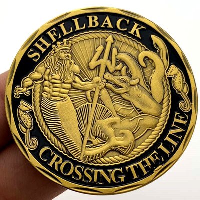 特價！美國海軍三叉水手古金紀念章 收藏幣海賊王水神金幣硬幣紀念幣