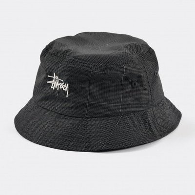 stussy REFLECTIVE WINDOW PANE BUCKET HAT 20SS 黑色反光線條 漁夫帽 紳士帽