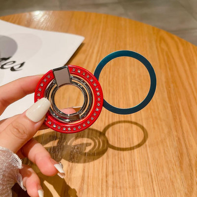 新款便攜magsafe磁吸指環支架雙環摺疊鑽石手機支架金屬指環扣