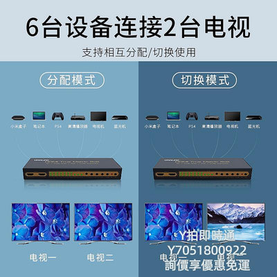 分配器優聯 HDMI數字矩陣6進2出視頻切換高清4K分配器音頻分離畫中畫ARC切換器