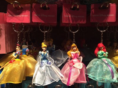 日本東京迪士尼STORE樂園艾莎 安娜 愛麗絲 睡美人 小叮鈴 長髮公主 白雪公主 貝兒 茉莉 公仔吊飾鑰匙圈