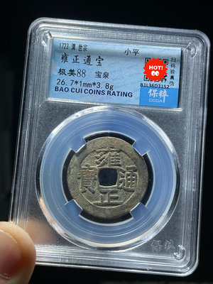 真古錢幣 清代 雍正通寶 寶源 評級幣  保粹評級幣88分12204