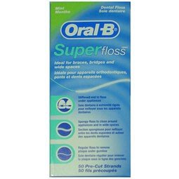 *健人館* Oral-B 歐樂B Super floss 三合一牙線 超級牙線 (牙橋 矯正 專用50入)