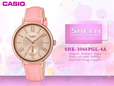 CASIO 卡西歐 手錶專賣店 國隆 SHEEN SHE-3066PGL-4A 施華洛世奇 SHE-3066PGL