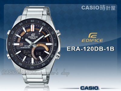 CASIO手錶專賣店 時計屋 ERA-120DB-1B EDIFICE 簡約雙顯男錶 不鏽鋼錶帶 琥珀金 防水100米