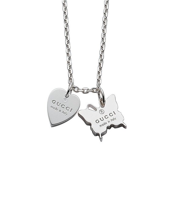 gucci butterfly and heart necklace