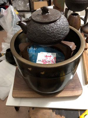 日本回流銅火缽 炭爐火爐 花盆 茶道具 圍爐煮茶