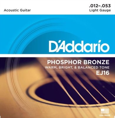 【華邑樂器36268】D''Addario EJ16 民謠吉他弦 (12-53 DAddario)