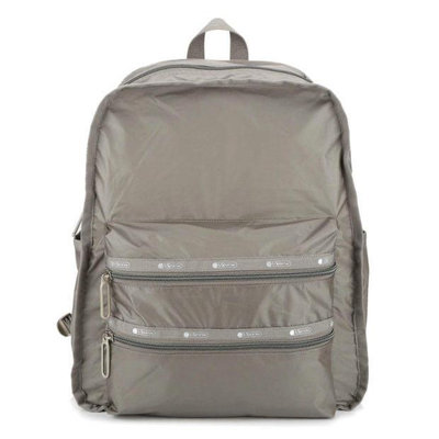 新款熱銷 現貨 Lesportsac 2296 卡其灰 Functional Backpack 大型拉鏈雙肩後背包 限量優惠