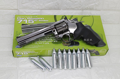 台南 武星級 ASG 715 6吋 左輪 手槍 CO2直壓槍 黑 + CO2小鋼瓶 ( Dan Wesson轉輪手槍短槍
