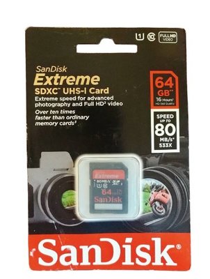 [現貨速出] SanDisk Extreme SDXC UHS-I 64GB 記憶卡(公司貨)