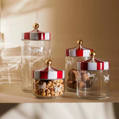 特價！NEW ㊣意大利Alessi Circus馬戲團玻璃密封罐裝飾食品糖果儲物罐