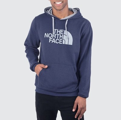 美國百分百【The North Face】帽T 連帽 TNF T恤 北臉 長袖 厚綿 深藍/灰字 B955