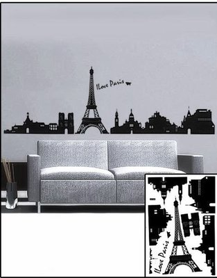 DIY創意組合壁貼/貼紙/牆貼~大型46*65壁貼.巴黎鐵塔 LD1238 出清壁貼