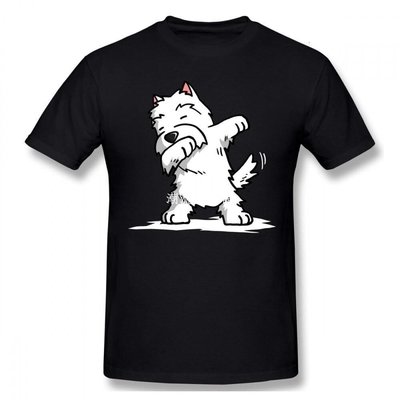 Westie T Shirt 滑稽 Dabbing West Highland Terrier Dog 男短-hgjn