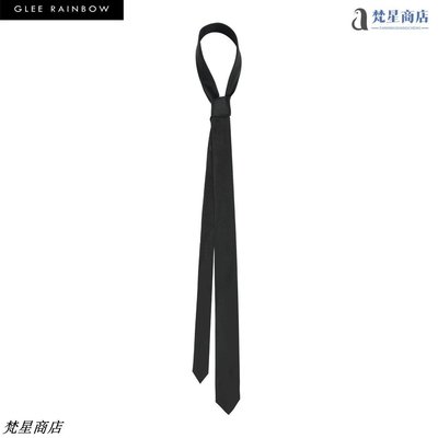 GLEE RAINBOW黑色真絲經典超細窄版百搭造型領帶  無性別 -梵星商店