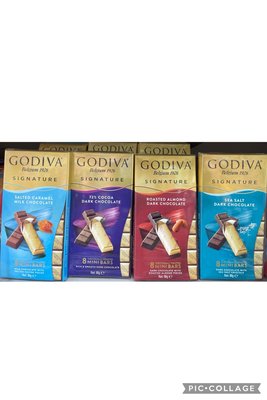2/18前 一次最少需買2片 Godiva 醇享系列迷你黑巧克力棒 杏仁/牛奶巧克力焦糖/黑巧克力海鹽/血橙/黑巧克力72%/黑巧克力90% 90g/片單價