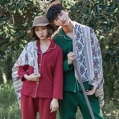 FINDSENSE品牌 韓國 潮  男女 情侶 高端 輕奢 空氣棉  睡衣 套裝 居傢服
