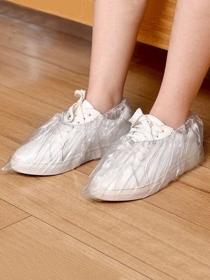 100只一次性鞋套 室內家用加厚耐磨防水防滑透明塑料居家防塵腳套