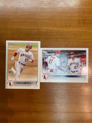 2022 Topps update series 大谷翔平 特卡兩張 百轟 MVP Mike Trout / Shohei Ohtani 洛杉磯天使