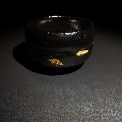 日本樂燒 黑樂 名家佐佐木松樂造 茶孟 抹茶碗