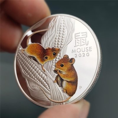 現貨熱銷-【紀念幣】澳大利亞紀念幣 牛年幣鼠年豬年收藏動物彩色鍍銀幣禮物生肖硬幣