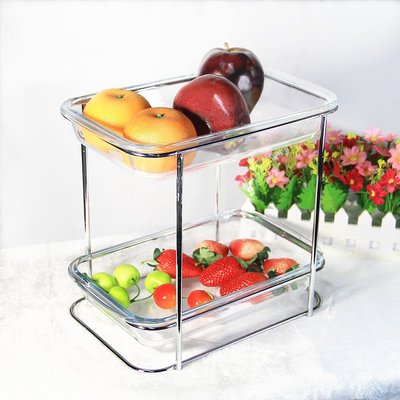 創意水果自助餐展示架盤雙層臺面包蛋糕點心食物長方玻璃托盤透明特艾超夯 精品