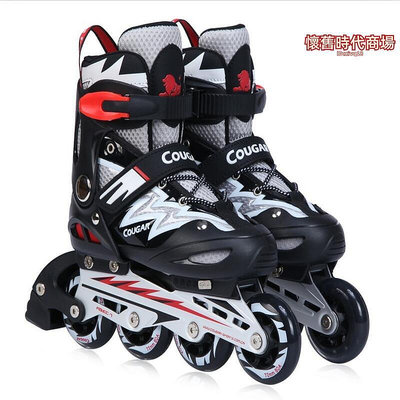 美洲獅溜冰鞋滑冰鞋兒童男女全套裝直排輪滑鞋旱冰鞋8輪全閃835L