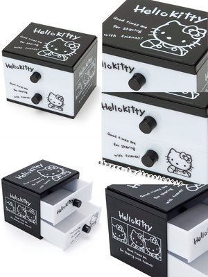 正版授權 日本 三麗鷗 HELLO KITTY 凱蒂貓 45週年限定 桌上型抽屜盒 收納盒 置物盒 兩抽盒 抽屜盒 小物盒 桌上盒