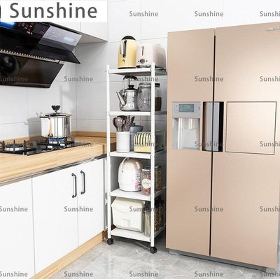 [Sunshine]收納鞋盒 微波爐廚房夾縫收納置物架落地多層儲物架冰箱側縫隙家用放鍋架子