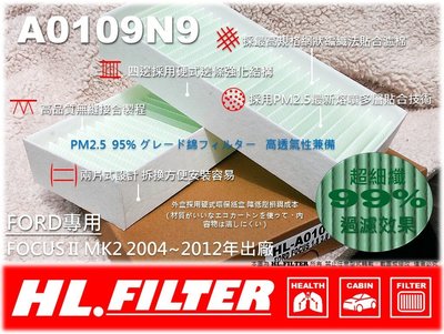 【PM2.5】HL FORD 福特 FOCUS II MK2 2.5 正廠 型 超細纖 冷氣濾網 空氣 濾網 非 活性碳