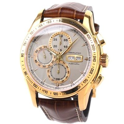 HAMILTON H32836551 漢米爾頓 手錶 機械錶 46mm LORD 金色 三眼計時 大錶面 皮錶帶 男錶女錶