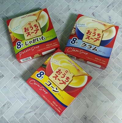 日本 POKKA 馬鈴薯濃湯(綠) 蛤蜊濃湯(藍) 玉米濃湯(紅) 96g(8入)