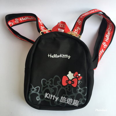 [Kitty 旅遊趣] Hello Kitty 迷你後背包 凱蒂貓 黑色 紅色背帶