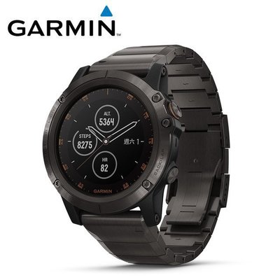 GARMIN fenix 5X Plus 石墨灰鈦錶圈搭鈦錶帶(贈螢幕保護貼)