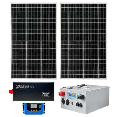 【傑太光能】V-26 太陽能24V轉110V鋰鐵電池2000W發電系統 太陽能控制器 蓄電 DIY 緊急備電