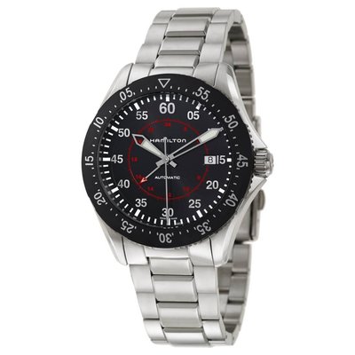 HAMILTON  H76755135 漢米爾頓 手錶 機械錶 44mm GMT 第二時區 黑色面盤 鋼錶帶 男錶女錶