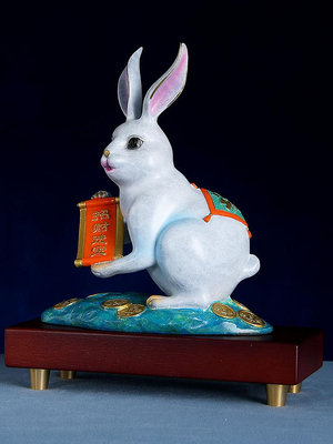 銅兔子擺件全銅十二生肖兔家居客廳柜電視柜玄關可愛兔子裝飾品半島鐵盒