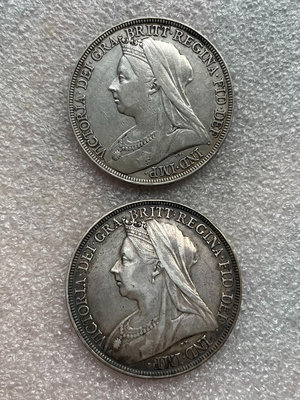 AU好品相英國維多利亞批紗馬劍克朗銀幣1896 1898